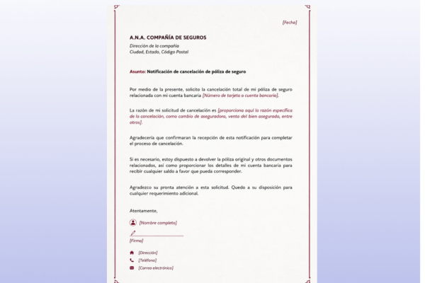 carta cancelación ana seguro